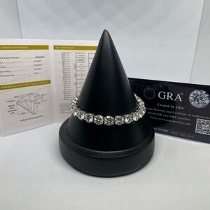 28 Carat Moissanite Diamond Tennis Bracelet 18K 925 Brilliant Round Cut 6.5mm